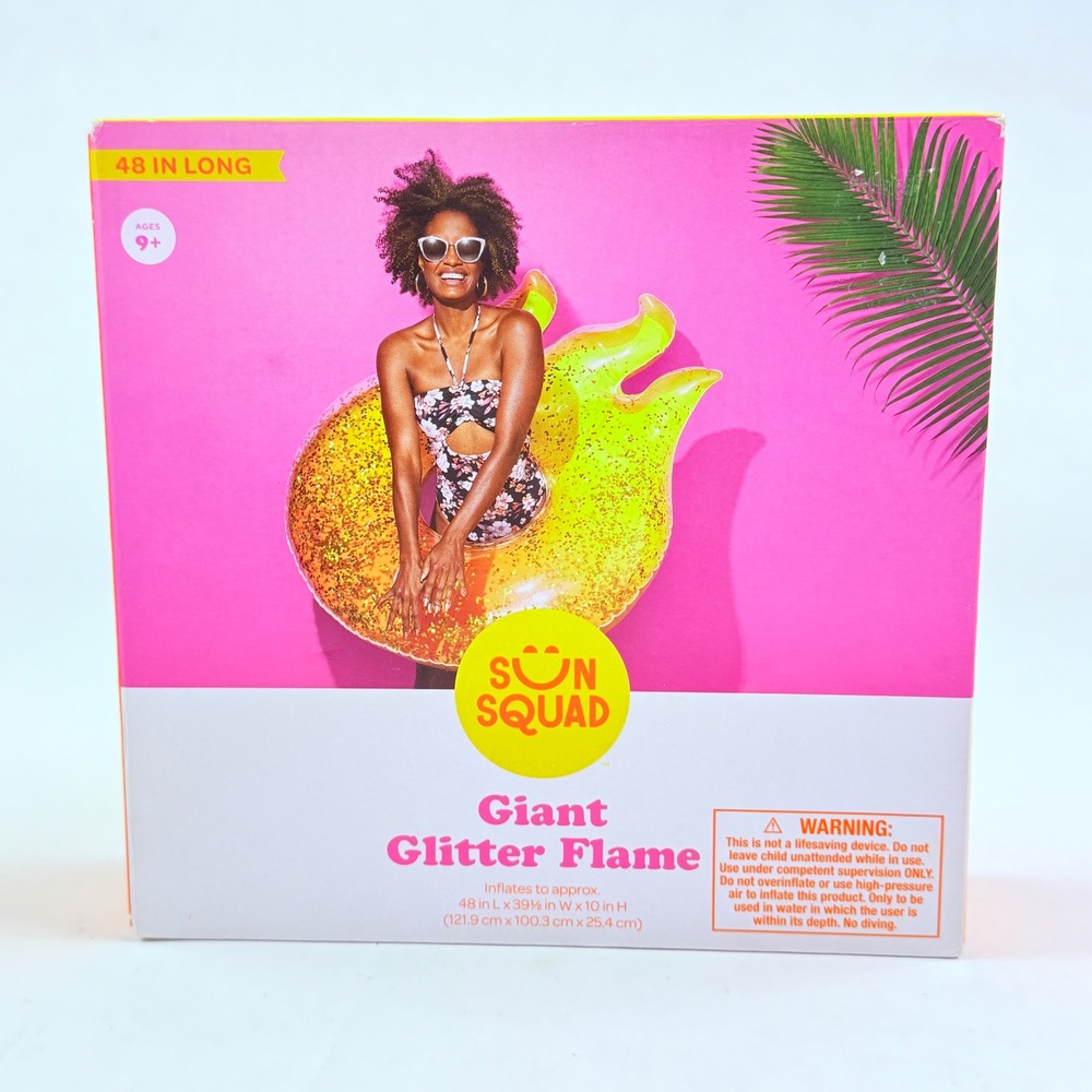 Sun Squad Giant Glitter Flame Pool Float Gold Inflatable 48‎ Inch 091-11-16364
